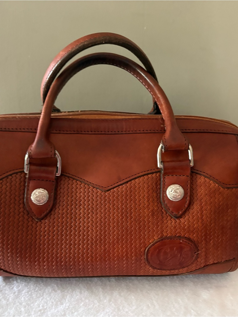 Vintage Circle Y Western Leather Satchel Purse